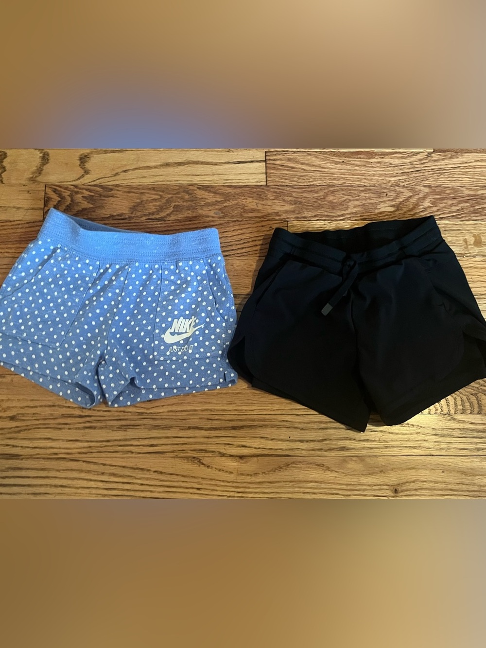 Nike Girls' Blue Polka Dot & all in motion Black Athletic Shorts - 2-Pack Sz 4